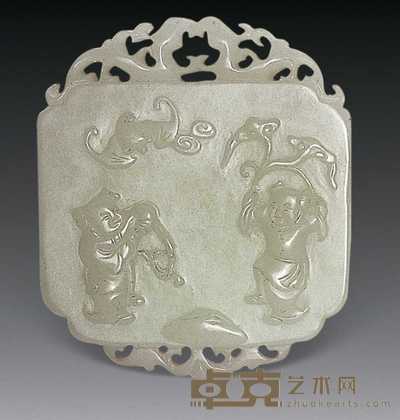 清 吉祥如意玉牌 长5cm